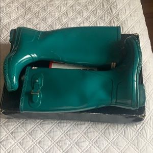 Hunter Original Gloss Lagoon Green Tall Boots
